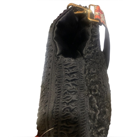 Vintage Lambs Wool Crossbody Purse Black Down Filled Hand-warmer Muff 1930-50’s - Picture 11 of 12